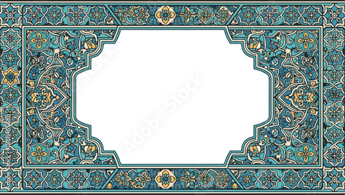 Ornate teal and gold frame with floral patterns
