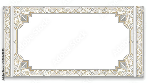 Ornate white rectangle with gold and gray border