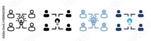 Brainstorming icon set multiple style collection
