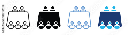 Business meeting icon set multiple style collection