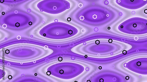 Abstract Purple Ripples Surrounded by Small Hexagons in a Dreamlike Motion