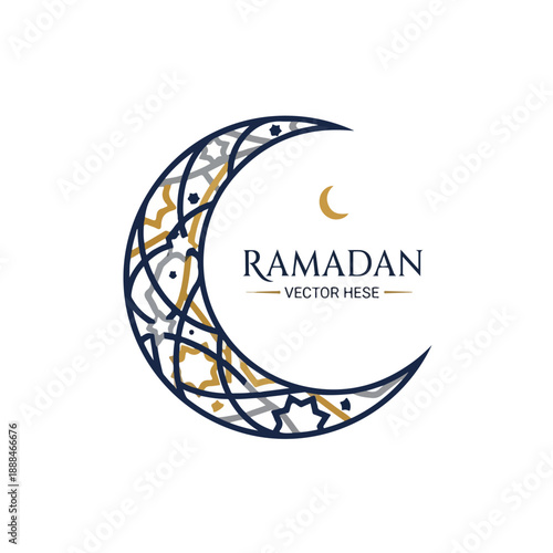 Ramadan crescent moon design with stars