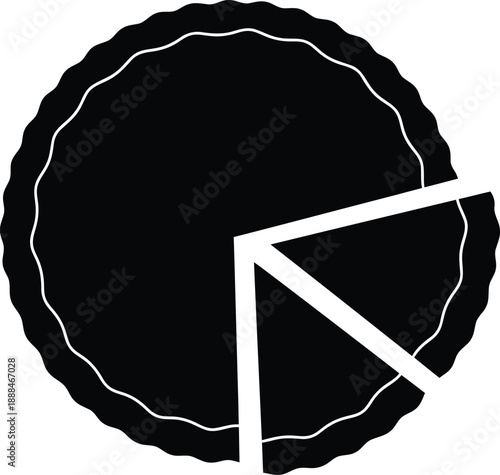 Black pie chart with one slice removed and wavy crust