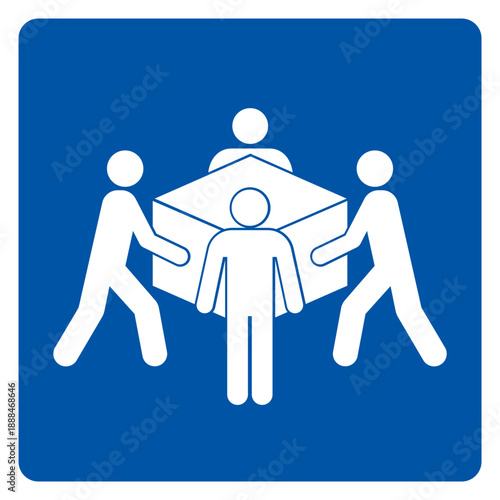 Four Person Lift Required Symbol Sign, Vector Illustration, Isolate On White Background Label .EPS10