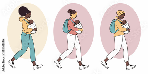 Diverse mothers celebrating mother's day with their babies