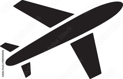 Airplane icon silhouette flying high in sky simple black vector illustration for travel design