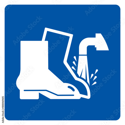 Foot Wash Must Be Used Point Symbol Sign ,Vector Illustration, Isolate On White Background Label. EPS10