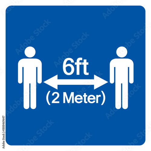 Notice Keep Your Distance 6ft Observe Social Distance Guidance Symbol, Vector  Illustration, Isolated On White Background Label. EPS10