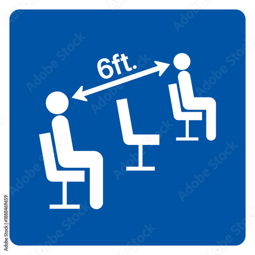 Please Maintain Social Distancing Whil Seated Symbol, Vector  Illustration, Isolated On White Background Label. EPS10