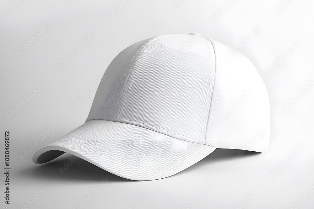 Fototapeta premium A plain white baseball cap mockup displayed on a clear background