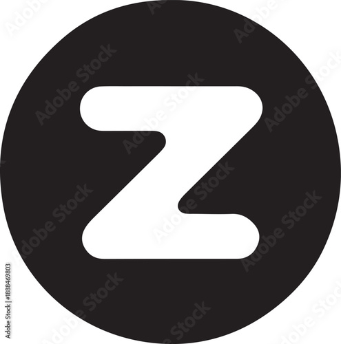 Z letter logo icon in black on transparent background stylized alphabet initial for brand identity