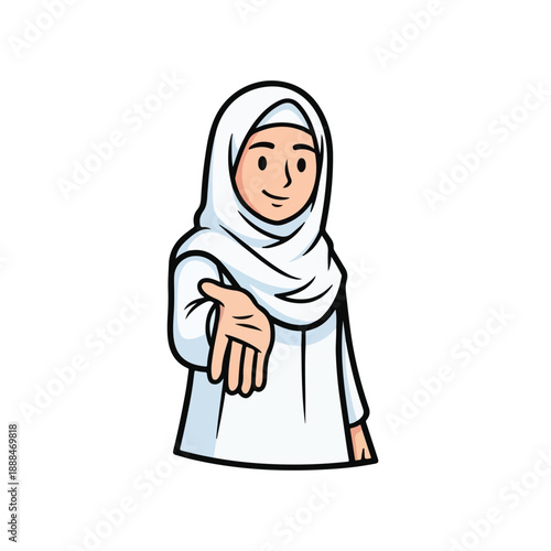 Woman in Hijab Extending Hand for Greeting