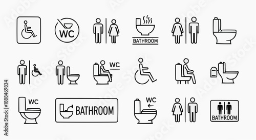 restaurant icon set Toilet Icon Set Vector | WC Public Bathroom Washroom Symbols
