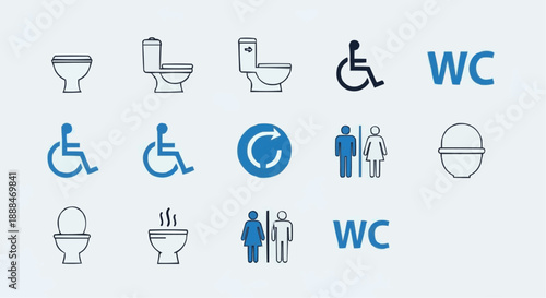 set of kitchen icons Toilet Icon Set Vector | WC Public Bathroom Washroom Symbols