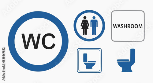 set of toilet symbols Toilet Icon Set Vector | WC Public Bathroom Washroom Symbols