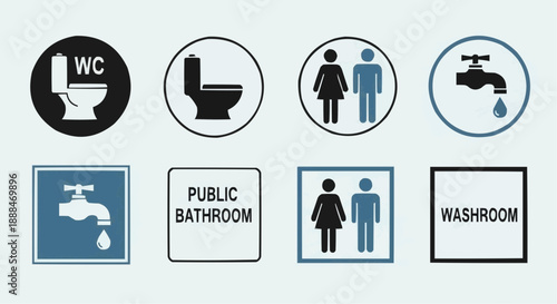 man and woman Toilet Icon Set Vector | WC Public Bathroom Washroom Symbols