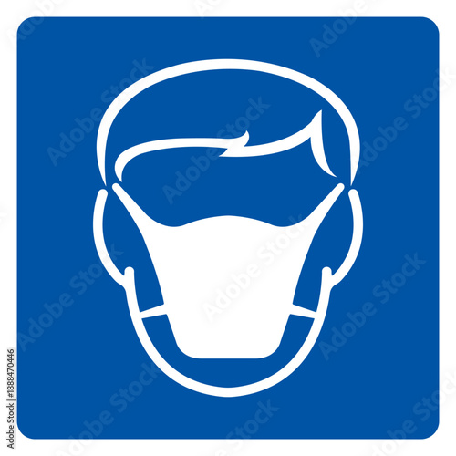 Wear Face Mark Protection Symbol Sign,Vector Illustration, Isolated On White Background Label. EPS10