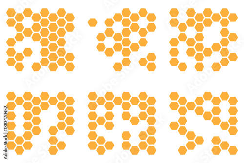 honeycomb icon set. honeycomb or hexagon pattern.