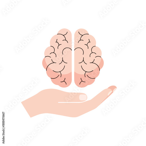 Human Brain in Palm Hand