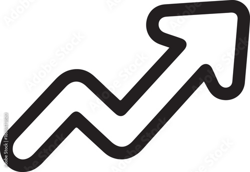 Black line graph arrow pointing upwards trend chart symbol  business growth indicator
