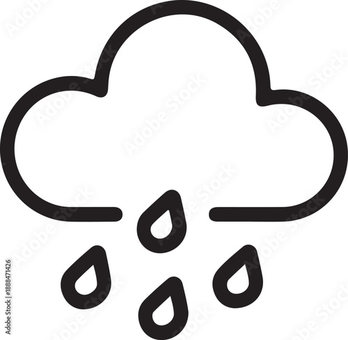 Cloud with rain drops falling down weather icon symbol