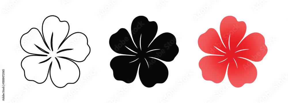 Obraz premium Vector Flowers In Multiple Style Icon Set