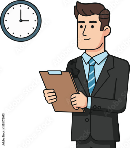 Time Management Business, Deadline Concept Businessman, Flat Cartoon Illustration Style