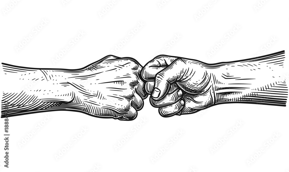 Naklejka premium FIST BUMP SIGN HAND DRAWN