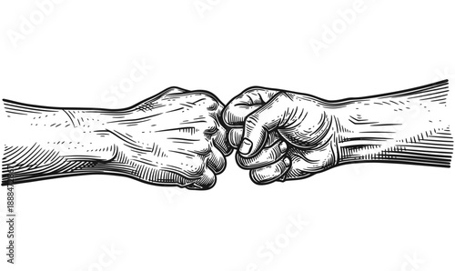 FIST BUMP SIGN HAND DRAWN