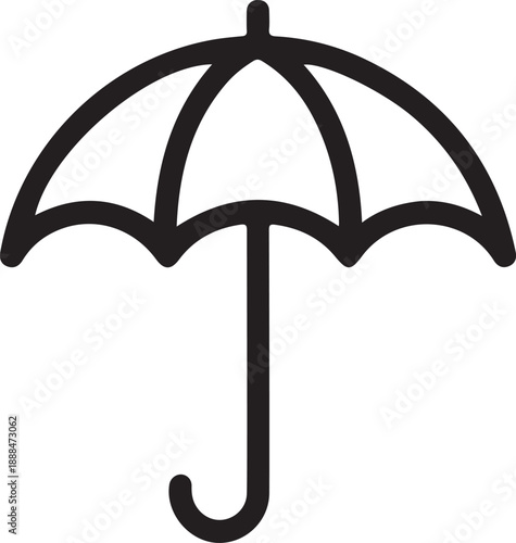Simple black outline of an open umbrella icon for design  protection symbol