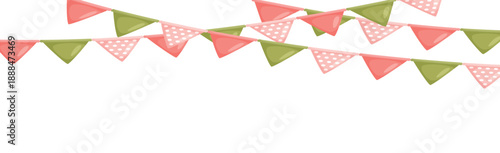 celebration flag garland bunting pink and green pennants