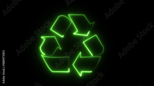 Sustainable future symbolized by sleek, modern recycle icon representing environmental responsibility and eco-friendly practices symbol animation on a black background 