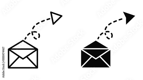 Sending email illustration with envelope and arrow