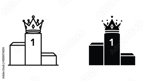 Champion trophy icon set on white background