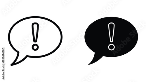 Warning speech bubbles with exclamation mark