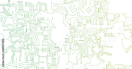 Realistic monochrome circuit board for Technology background. Futuristic motherboard design with data connections, processor and electronic elements. Vector illustration.
