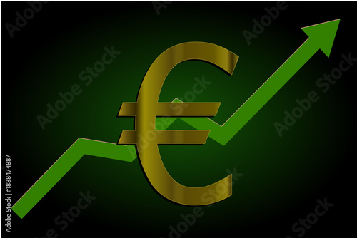 Sigle EURO avec courbe croissante