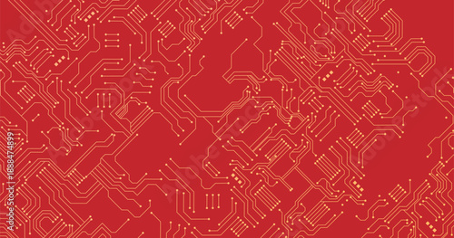 Realistic monochrome circuit board for Technology background. Futuristic motherboard design with data connections, processor and electronic elements. Vector illustration.