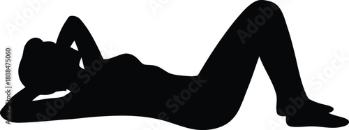 Black silhouette of a woman lying down with hands behind head