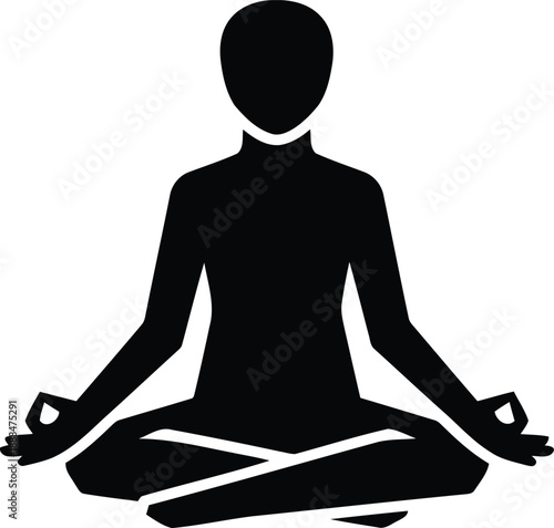Black silhouette of person meditating in lotus pose