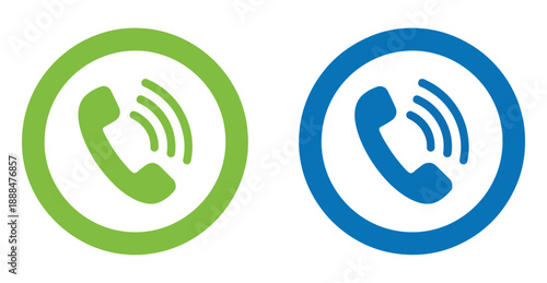 Phone icons in green and blue circle