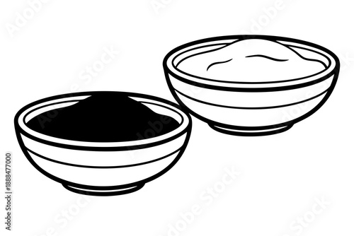 Colored dyes in earthen bowls