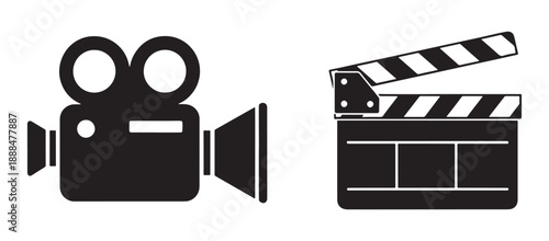 Film making equipment including camera and clapperboard