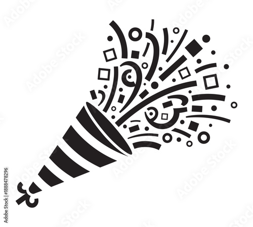 Party popper explosion with confetti