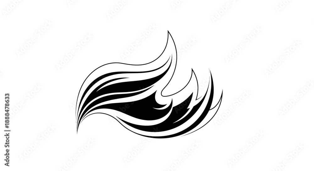 Obraz premium Black and white abstract flame logo design element.
