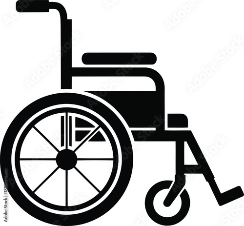 Black silhouette of a manual wheelchair with large rear wheels