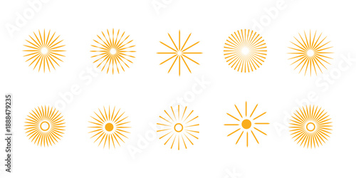 Minimal fireworks icon collection showcasing festive bursts for celebrations and special events