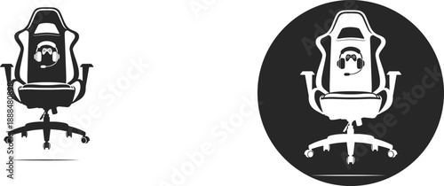 icons Gaming chair icon ergonomic esports seat with headset symbol vector illustration for online gaming and streaming platforms