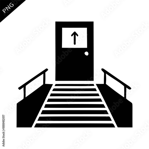 Doorway with stairs leading upwards, designed for accessibility in a public space