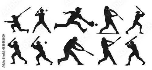 baseball action silhouettes baseball player silhouette